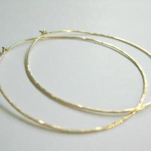 gold hoop earrings thin hammered 14k hoops filled