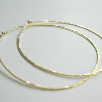 gold hoop earrings thin hammered filled 14k hoops